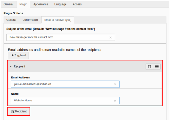 Configure finisher - receiver of form data