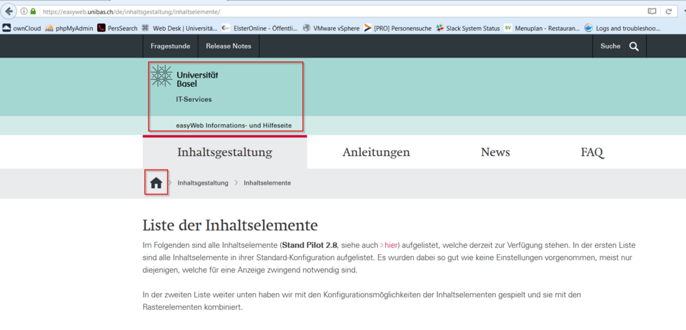 Bild mit allen Links zur Startseite