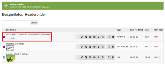 Successfully adding a Panopto video