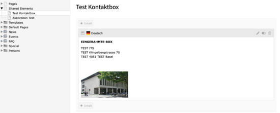 Angelegte Kontaktbox