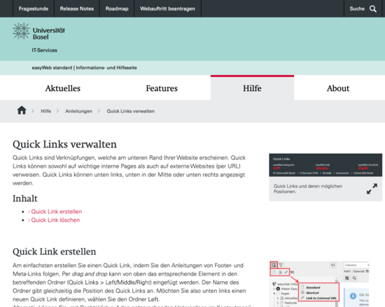 Die Website auf einem grossen Bildschirm.