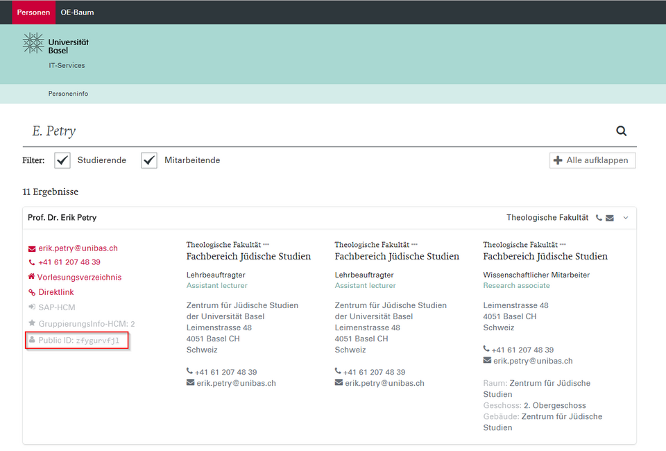 Find PublicID with person info