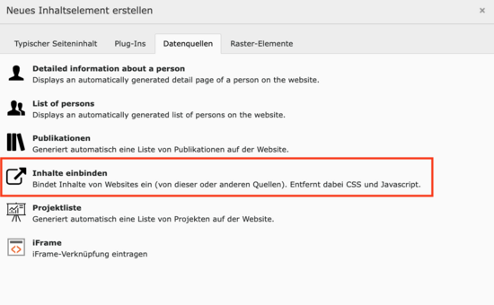 Content Element erstellen