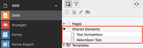 Unterseiten von Shared Elements