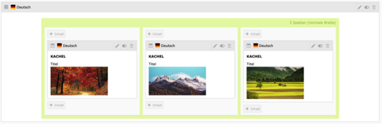 Mehrspaltiges Rasterelement mit Kacheln.