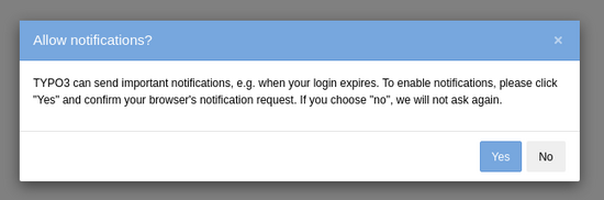 Popup wegen Browser-Benachrichtigung