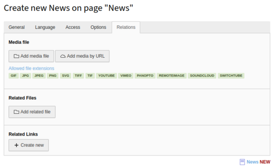 Relations tab