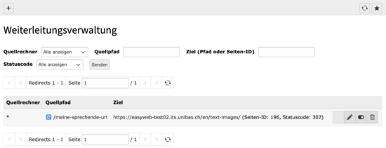 Weiterleitungsverwaltung