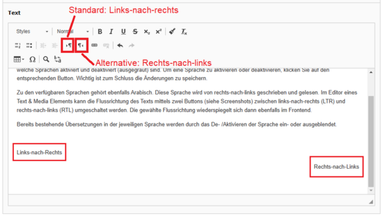 Text Flussrichtung