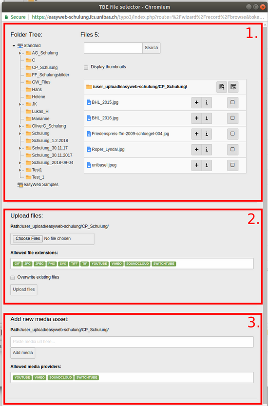 Das "add media file" Dialogfenster