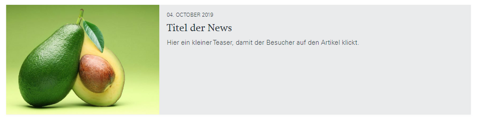 This is how a finished news article is displayed.