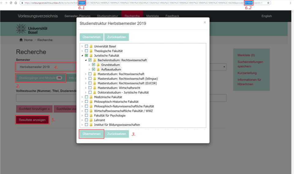 Link course catalog: According to study structure