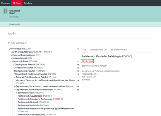 ID einer Organisationseinheit finden.