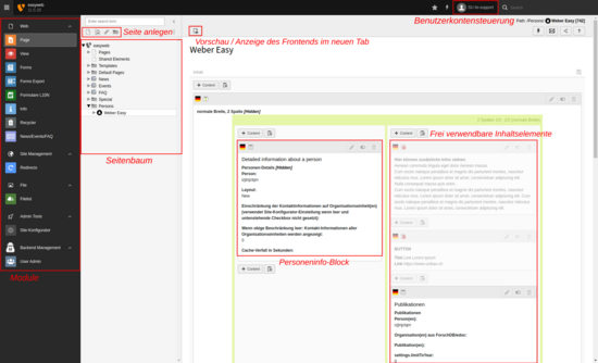 Backend mit Beschreibung