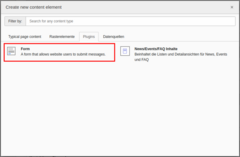 Neues Formular platzieren - Wizard
