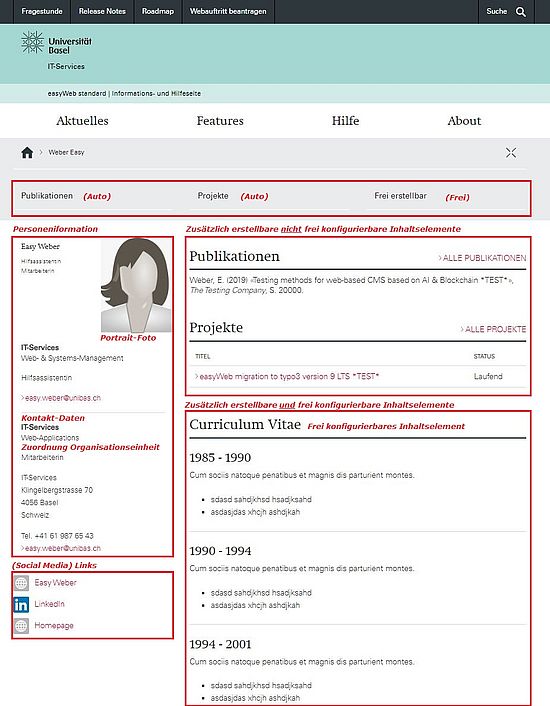 Example of a person profile page.