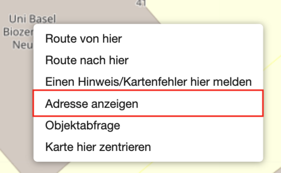 Context menu OSM