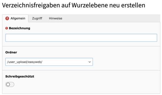 Specify the file share as a folder.