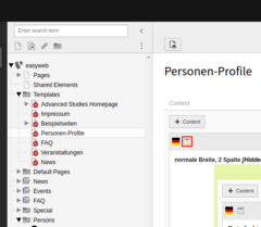 Copy the person profile grid element from the template to the existing profile.