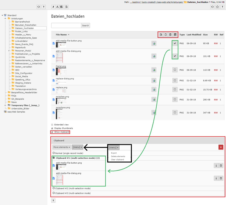 Clipboard (multi-selection mode)