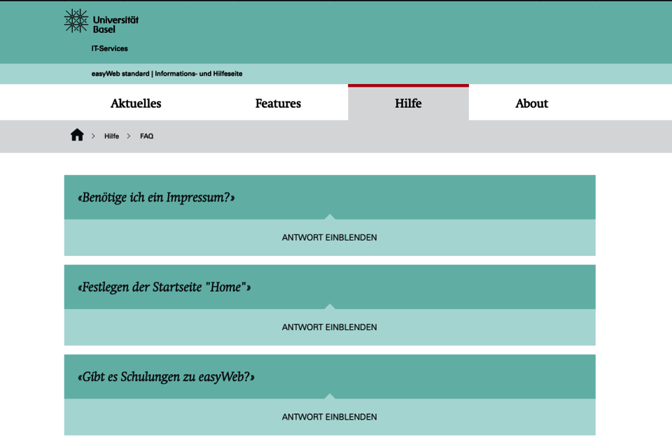 Faqs Verwalten Easyweb Standard Informations Und Hilfeseite