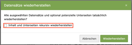 Papierkorb wiederherstellen.
