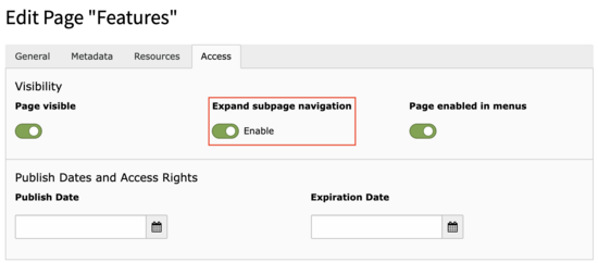 Disable sublevel menu