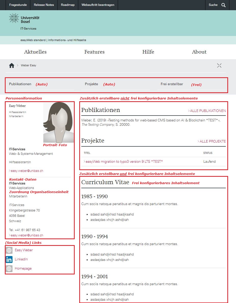 Example of a person profile page.