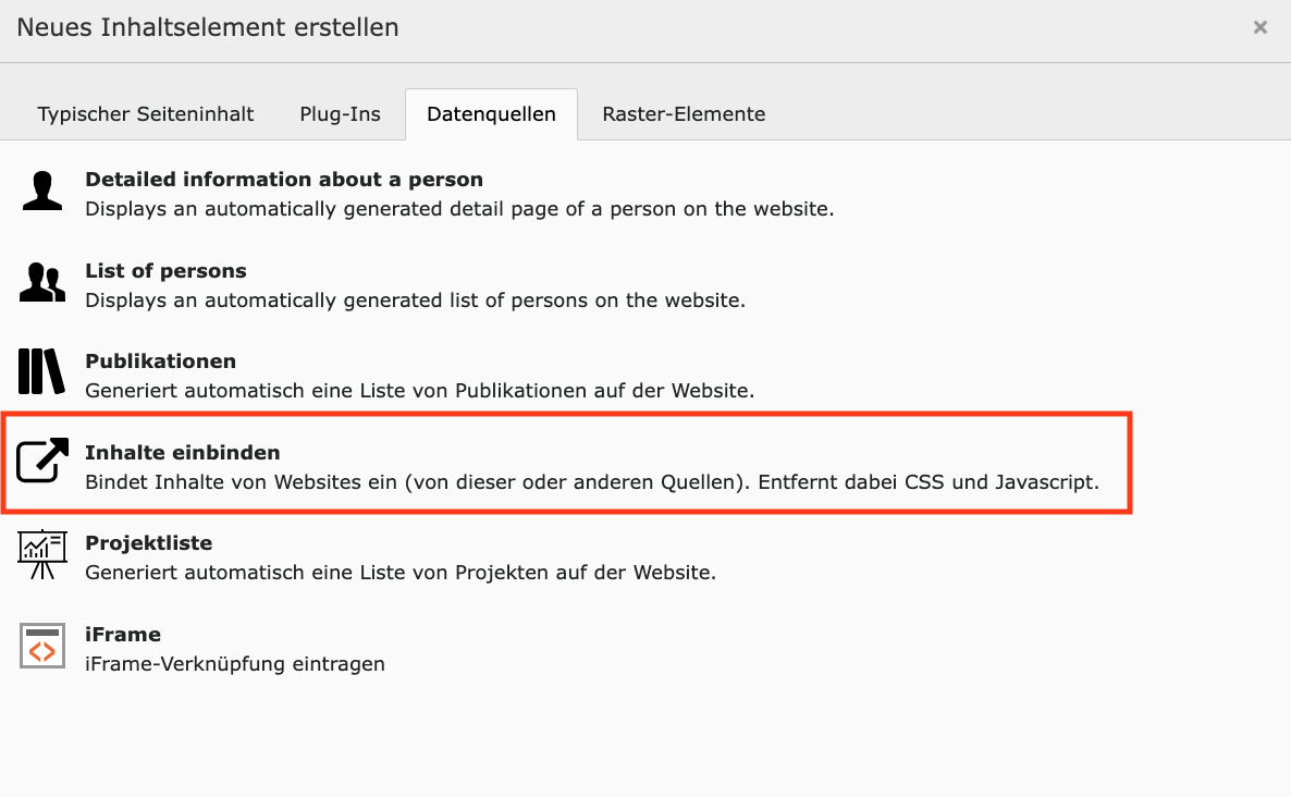 Content Element erstellen